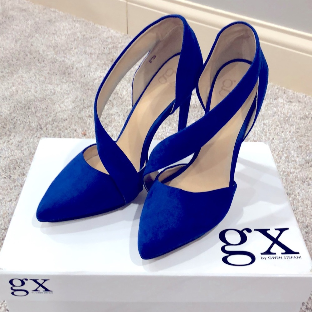 NEW gx Gwen Stefani Royal Blue Suede Heels